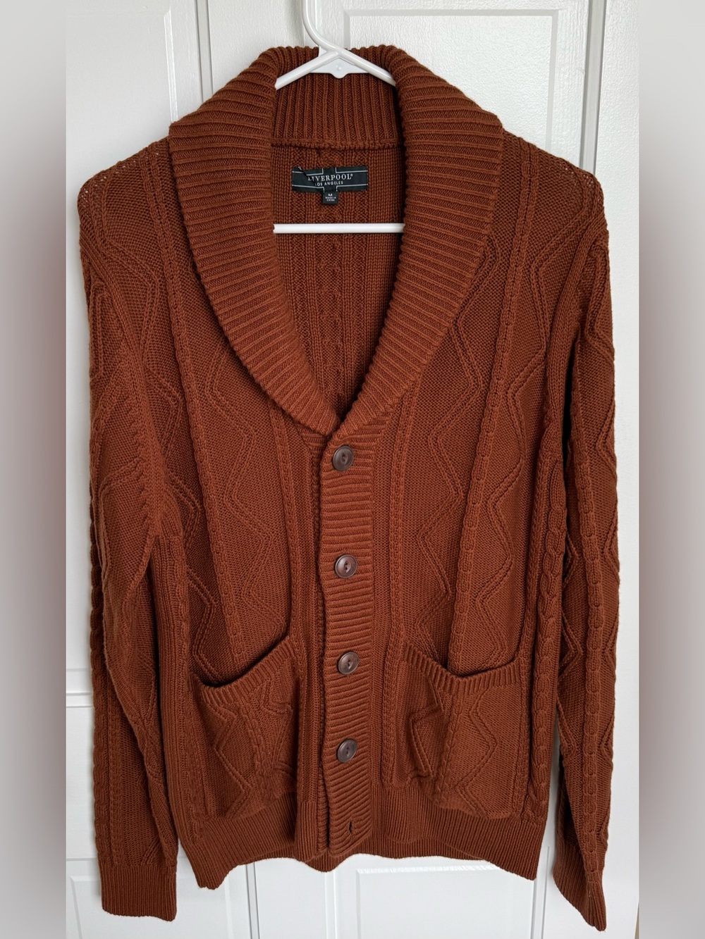 Liverpool Los Angeles Cable Knit Shawl Collar‎ Cardigan Medium